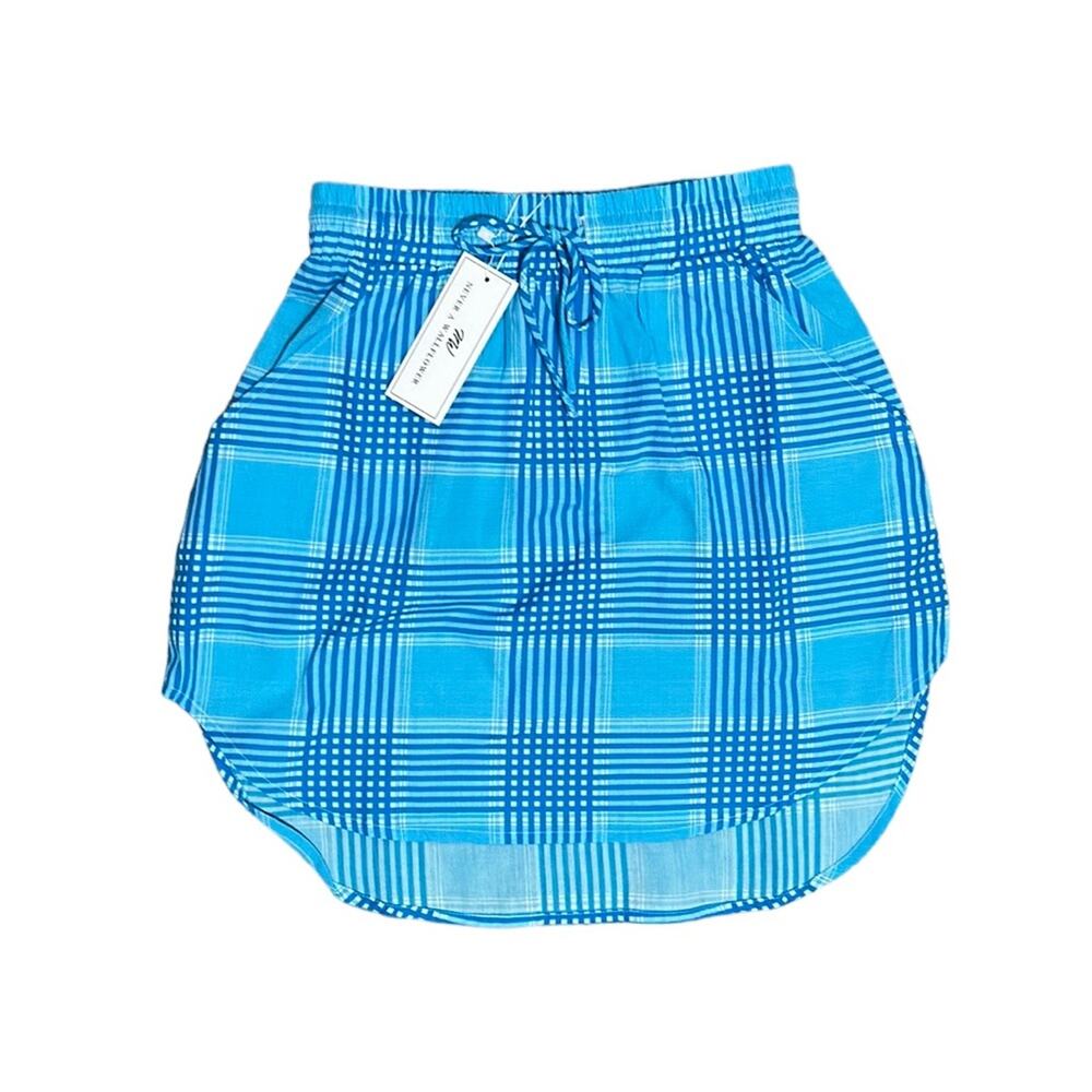 NWT Never a wallflower Blue Plaid track skirt mini skirt women’s size xs